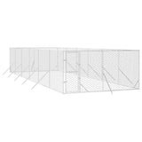 Outdoor Dog Kennel Silver 4x12x2 m Galvanised Steel - Side View