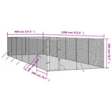 Outdoor Dog Kennel Silver 4x12x2 m Galvanised Steel - Top-Down View