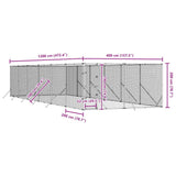 Outdoor Dog Kennel Silver 4x12x2 m Galvanised Steel - Low Angle