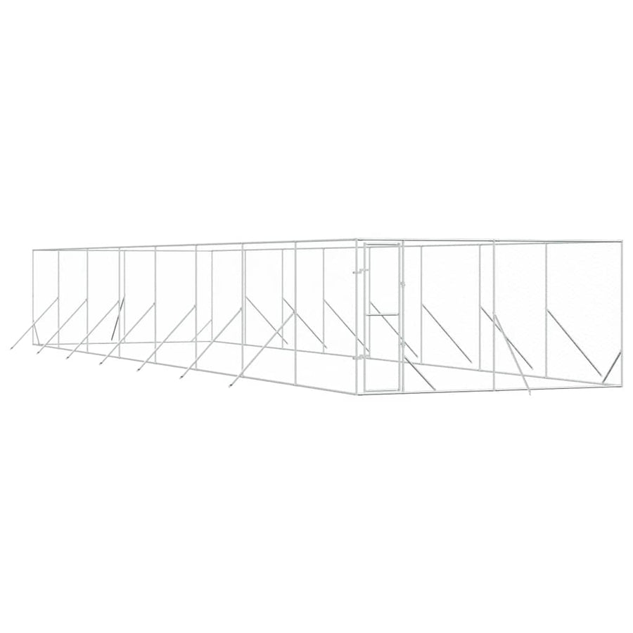 Outdoor Dog Kennel Silver 4x16x2 m Galvanised Steel