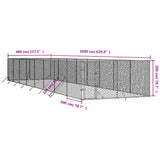 Outdoor Dog Kennel Silver 4x16x2 m Galvanised Steel