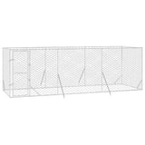 Outdoor Dog Kennel Silver 6x2x2 m Galvanised Steel - Side View