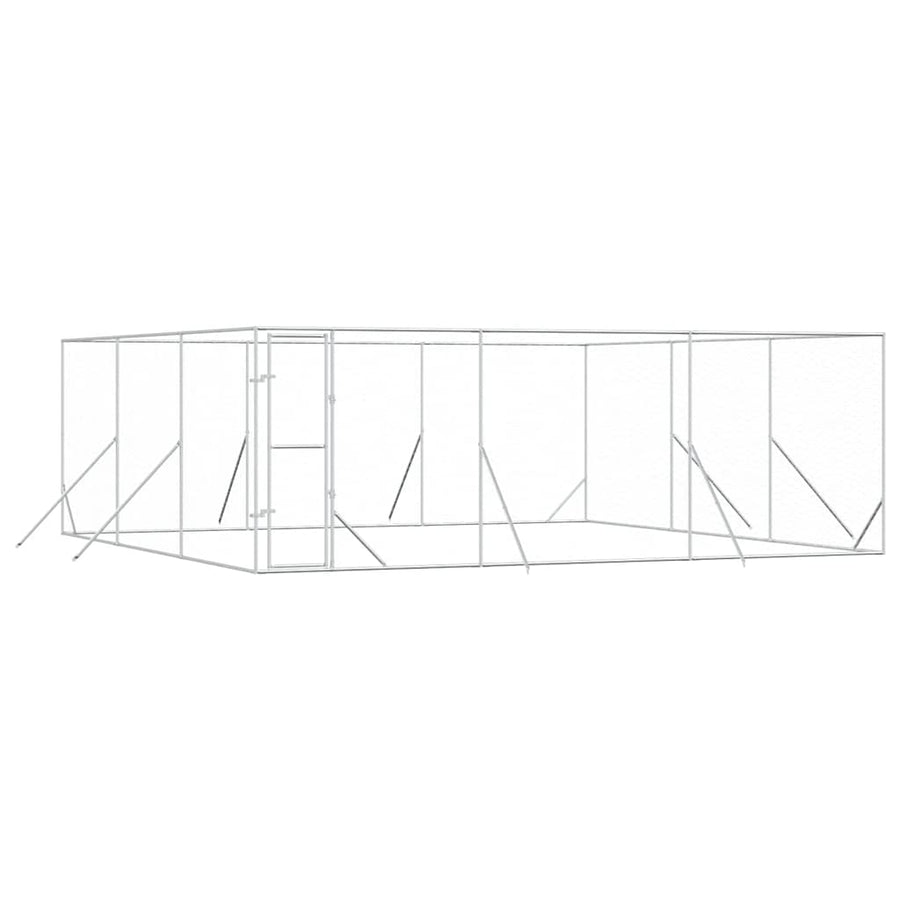 Outdoor Dog Kennel Silver 6x6x2 m Galvanised Steel