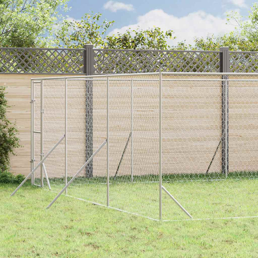 Outdoor Dog Kennel Silver 6x14x2 m Galvanised Steel