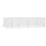 Outdoor Dog Kennel Silver 8x4x2 m Galvanised Steel - Front View