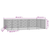 Outdoor Dog Kennel Silver 8x4x2 m Galvanised Steel - Top-Down View