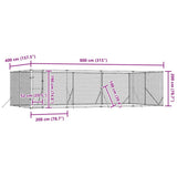 Outdoor Dog Kennel Silver 8x4x2 m Galvanised Steel