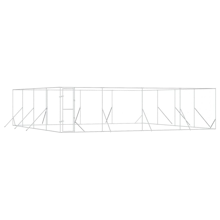 Outdoor Dog Kennel Silver 8x8x2 m Galvanised Steel
