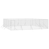 Outdoor Dog Kennel Silver 8x8x2 m Galvanised Steel - Side View