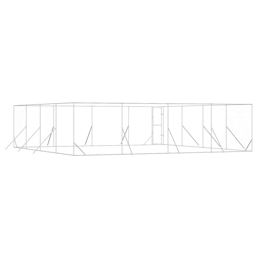 Outdoor Dog Kennel Silver 8x8x2 m Galvanised Steel