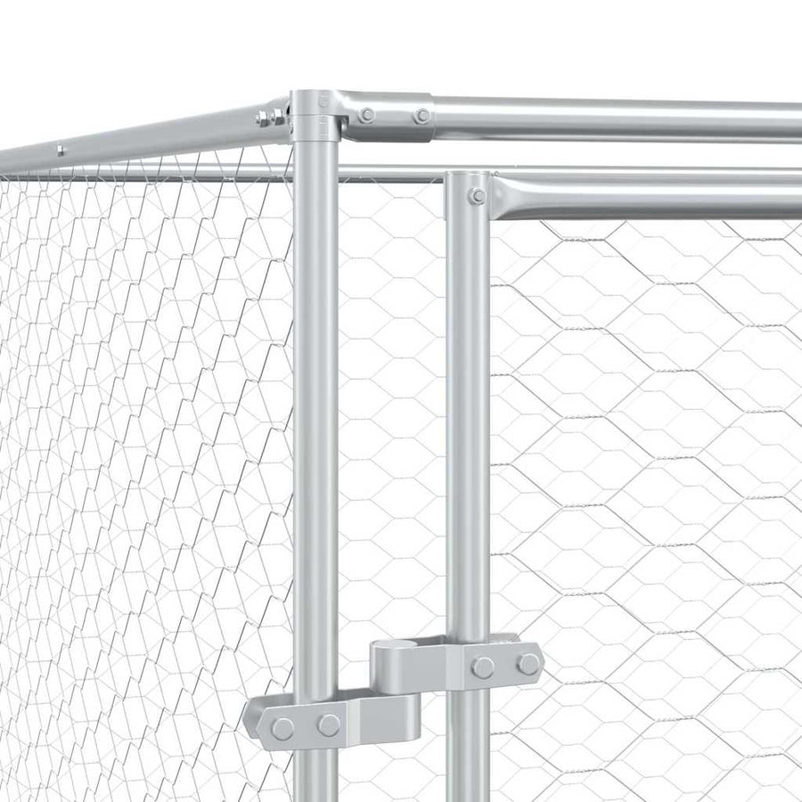 Outdoor Dog Kennel Silver 8x8x2 m Galvanised Steel