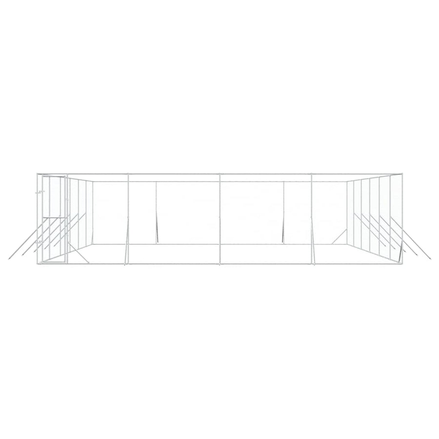 Outdoor Dog Kennel Silver 8x12x2 m Galvanised Steel