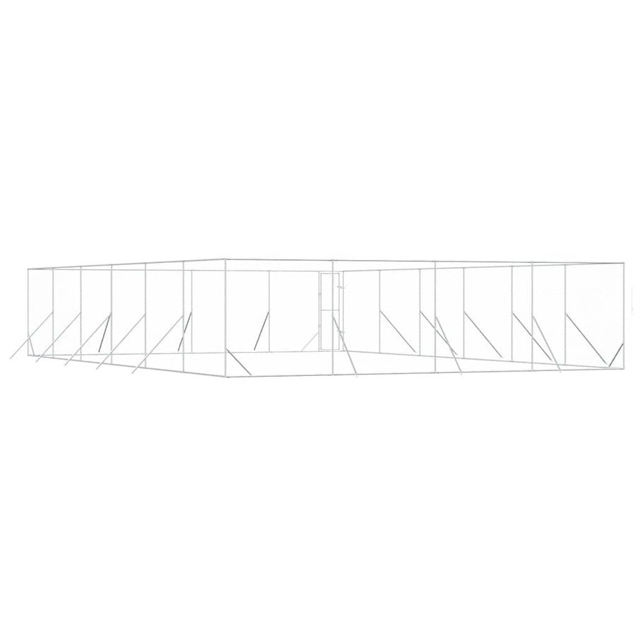 Outdoor Dog Kennel Silver 8x12x2 m Galvanised Steel