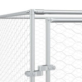 Outdoor Dog Kennel Silver 8x12x2 m Galvanised Steel - Low Angle