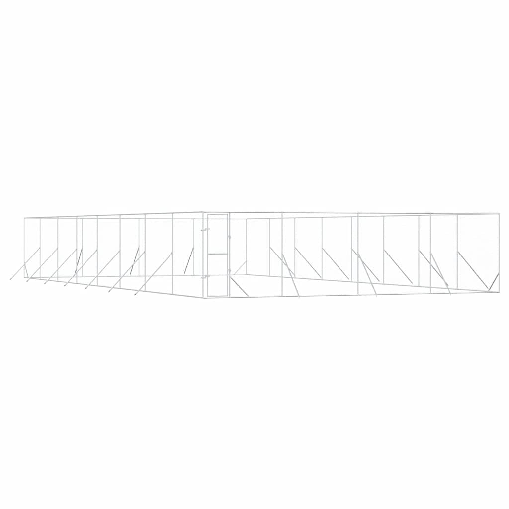 Outdoor Dog Kennel Silver 8x16x2 m Galvanised Steel
