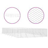 Outdoor Dog Kennel Silver 8x16x2 m Galvanised Steel - Front View