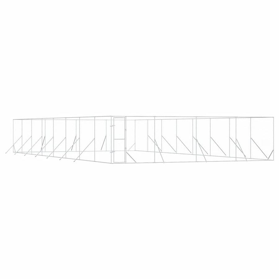 Outdoor Dog Kennel Silver 8x16x2 m Galvanised Steel