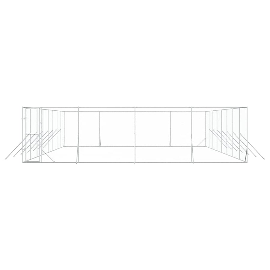 Outdoor Dog Kennel Silver 8x16x2 m Galvanised Steel