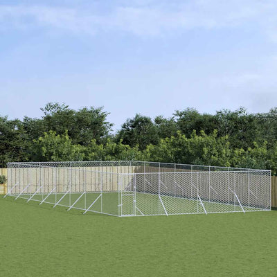Outdoor Dog Kennel Silver 8x16x2 m Galvanised Steel