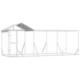 Outdoor Dog Kennel with Roof Silver 6x2x2.5 m Galvanised Steel - Front View