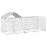 Outdoor Dog Kennel with Roof Silver 6x2x2.5 m Galvanised Steel - Side View