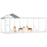 Outdoor Dog Kennel with Roof Silver 6x2x2.5 m Galvanised Steel