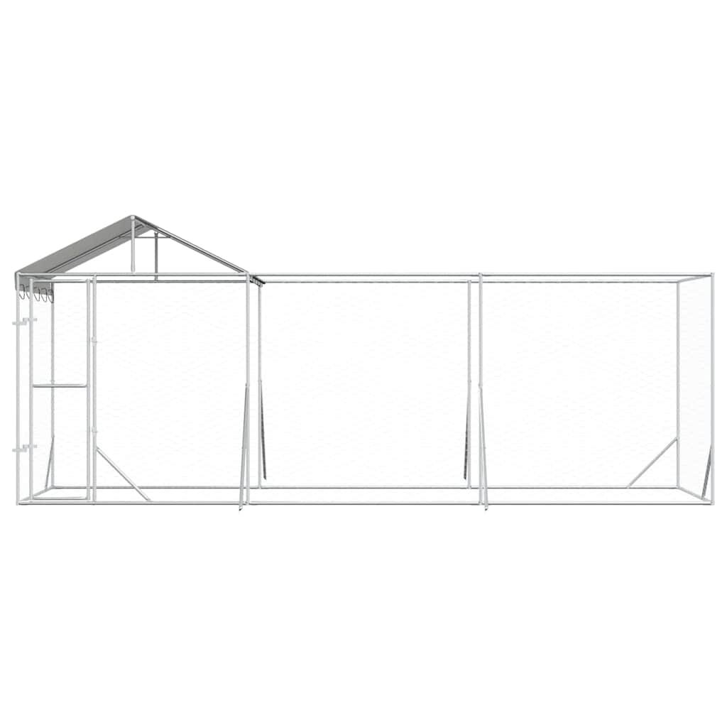 Outdoor Dog Kennel with Roof Silver 6x2x2.5 m Galvanised Steel