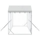 Outdoor Dog Kennel with Roof Silver 6x2x2.5 m Galvanised Steel - Rear View