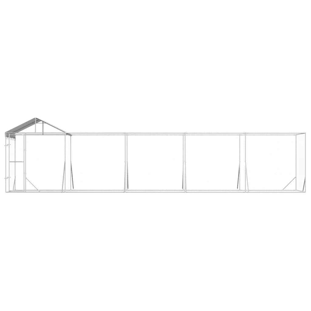 Outdoor Dog Kennel with Roof Silver 10x2x2.5 m Galvanised Steel