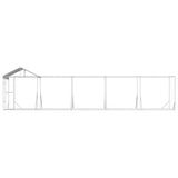 Outdoor Dog Kennel with Roof Silver 10x2x2.5 m Galvanised Steel - 45-Degree Angle