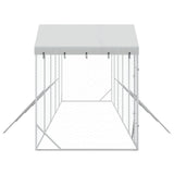 Outdoor Dog Kennel with Roof Silver 10x2x2.5 m Galvanised Steel - Rear View