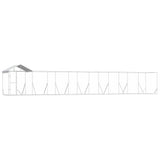 Outdoor Dog Kennel with Roof Silver 14x2x2.5 m Galvanised Steel