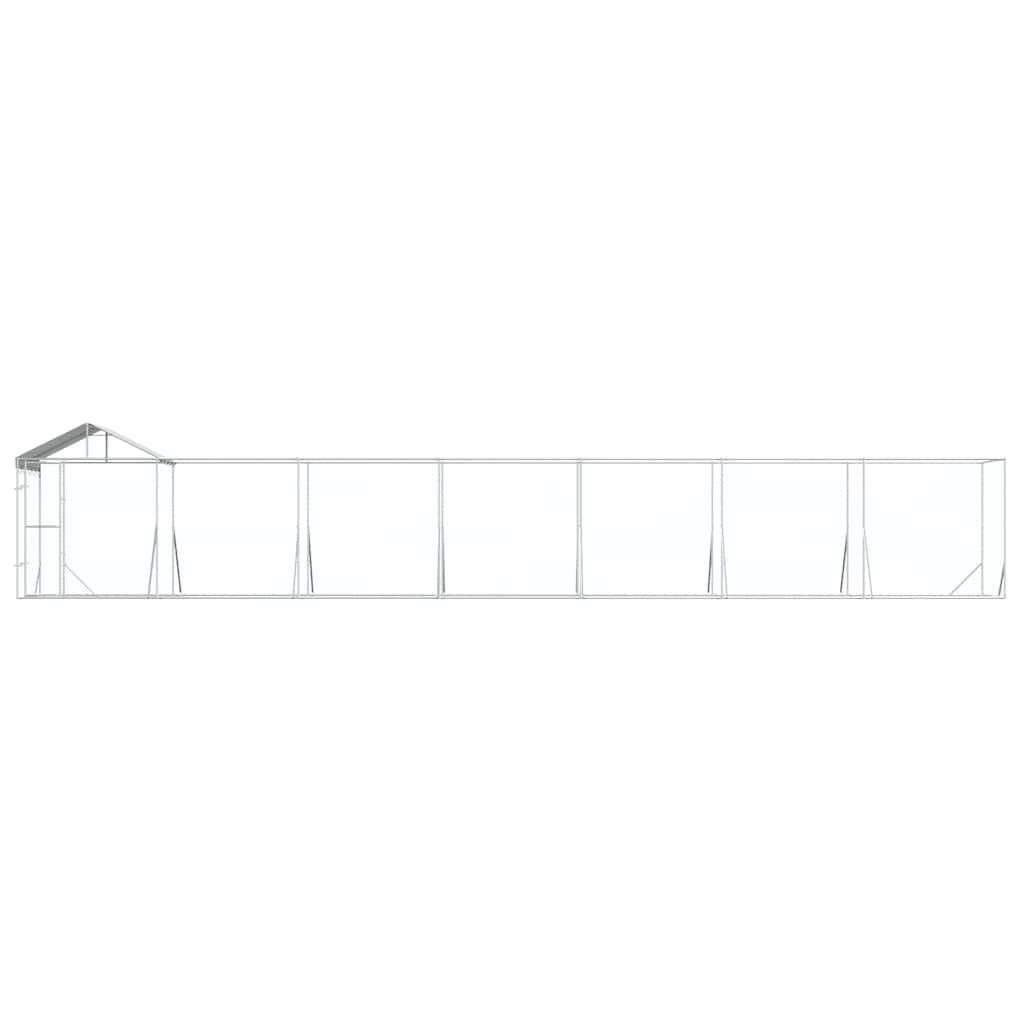 Outdoor Dog Kennel with Roof Silver 14x2x2.5 m Galvanised Steel