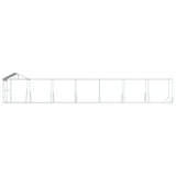 Outdoor Dog Kennel with Roof Silver 14x2x2.5 m Galvanised Steel - 45-Degree Angle