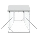 Outdoor Dog Kennel with Roof Silver 14x2x2.5 m Galvanised Steel