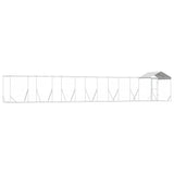 Outdoor Dog Kennel with Roof Silver 14x2x2.5 m Galvanised Steel - Close-Up Angle