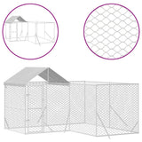 Outdoor Dog Kennel with Roof Silver 4x4x2.5 m Galvanised Steel