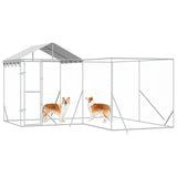 Outdoor Dog Kennel with Roof Silver 4x4x2.5 m Galvanised Steel - Top-Down View