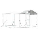 Outdoor Dog Kennel with Roof Silver 4x4x2.5 m Galvanised Steel - Close-Up Angle