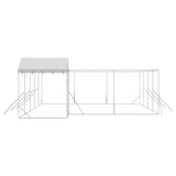 Outdoor Dog Kennel with Roof Silver 10x6x2.5 m Galvanised Steel - Rear View