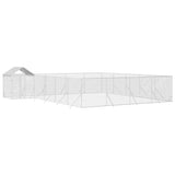 Outdoor Dog Kennel with Roof Silver 10x8x2.5 m Galvanised Steel - Side View