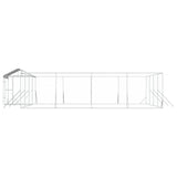 Outdoor Dog Kennel with Roof Silver 10x8x2.5 m Galvanised Steel - 45-Degree Angle