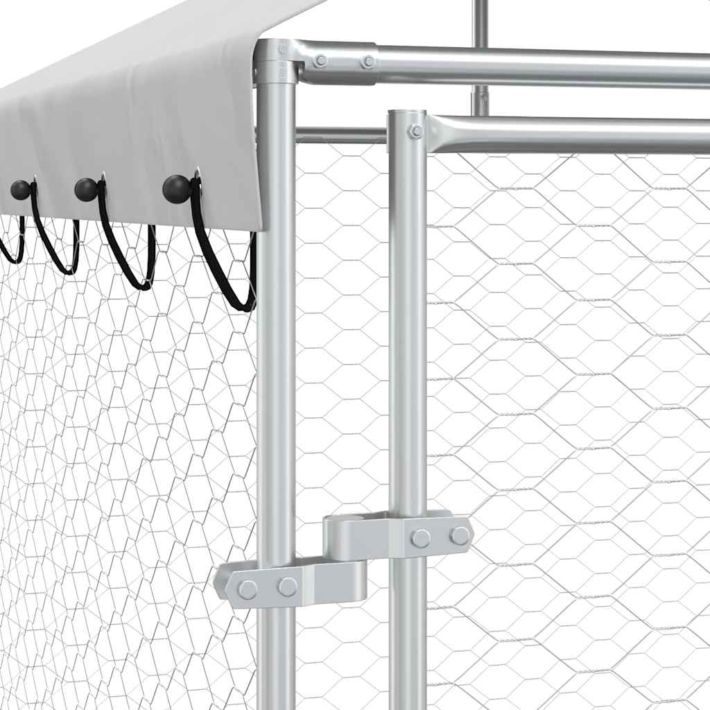 Outdoor Dog Kennel with Roof Silver 10x8x2.5 m Galvanised Steel