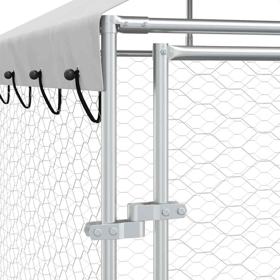Outdoor Dog Kennel with Roof Silver 10x8x2.5 m Galvanised Steel