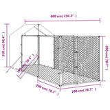 Outdoor Dog Kennel with Roof Silver 2x6x2.5 m Galvanised Steel