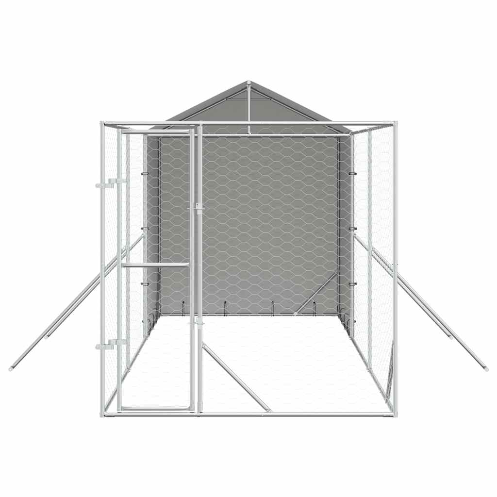 Outdoor Dog Kennel with Roof Silver 2x6x2.5 m Galvanised Steel
