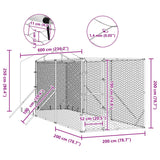 Outdoor Dog Kennel with Roof Silver 2x6x2.5 m Galvanised Steel