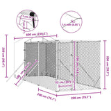 Outdoor Dog Kennel with Roof Silver 2x6x2.5 m Galvanised Steel - Extra Image