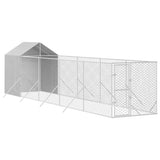 Outdoor Dog Kennel with Roof Silver 2x10x2.5 m Galvanised Steel - Side View