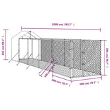 Outdoor Dog Kennel with Roof Silver 2x10x2.5 m Galvanised Steel - Top-Down View